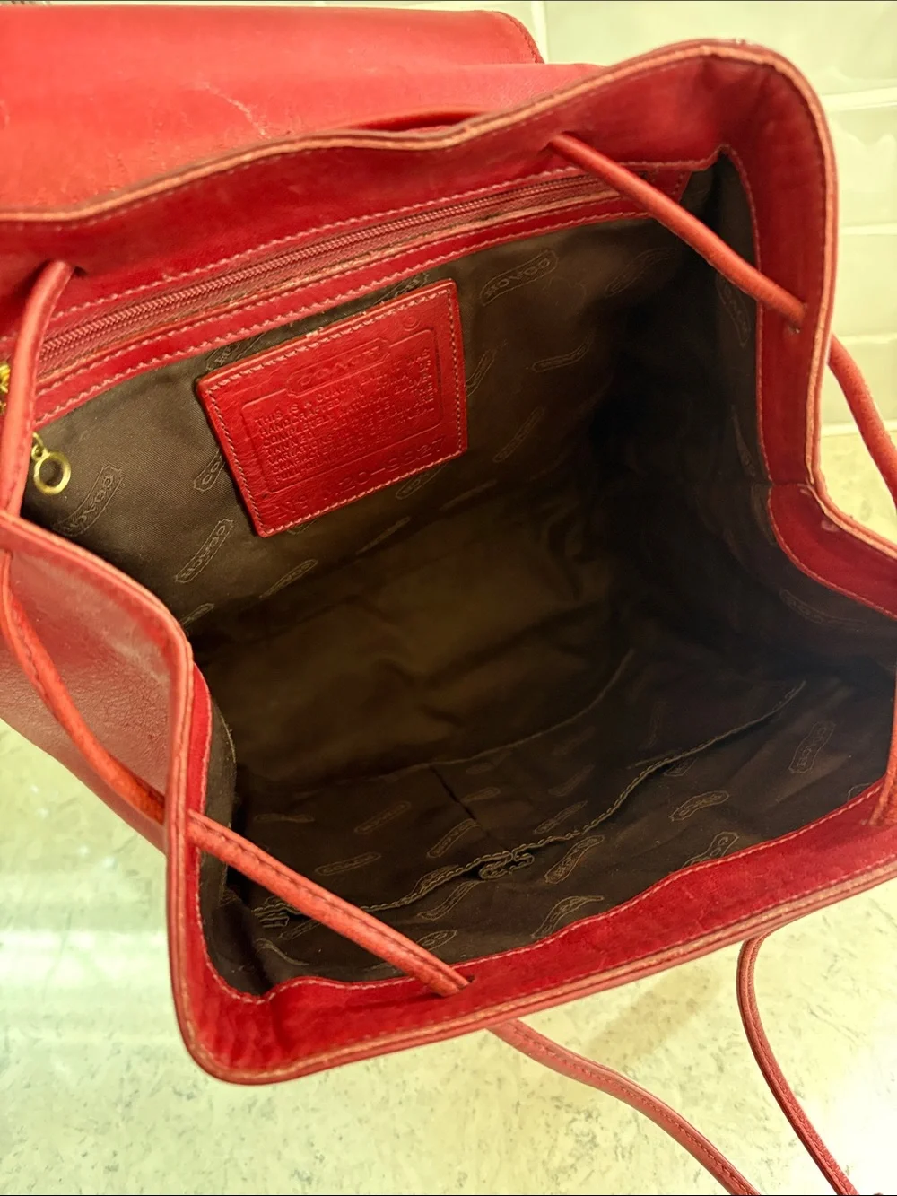 Y2K Coach Legacy West Hampton daypack backpack 9827 Red glove leather